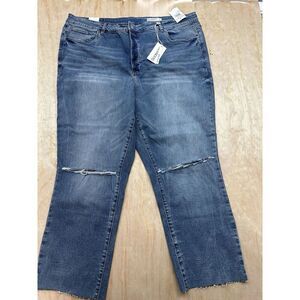 Blank NYC Jeans Plus Sz 24w High Rise Crop Distressed New! $98